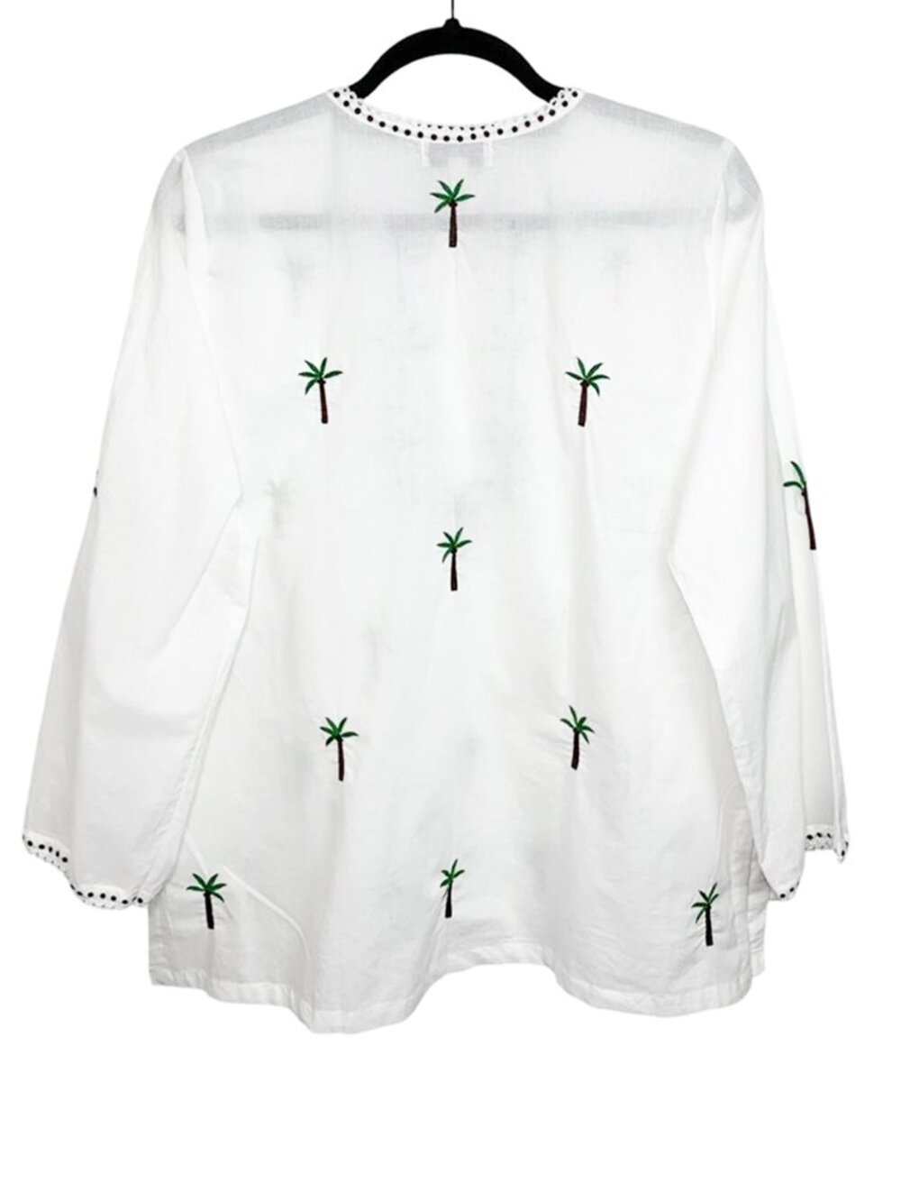 THE BAREFOOT MONKEY Embroidered Palm Tree Popover Top - Picture 3 of 8